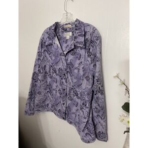 Cj Banks 1X Purple Jacket Long Sleeve Stretch Floral EUC